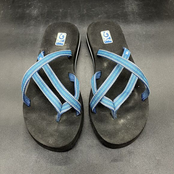 Teva Mush Women's Olowahu Strappy Flip Flop Sandals Size 7 Blue Multi - Picture 3 of 6